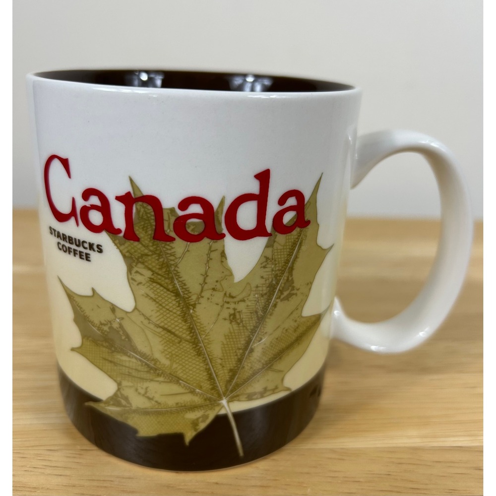 Starbucks Coffee Mug Canada Global Icon Series 16oz White Brown Maple Leaf 2012